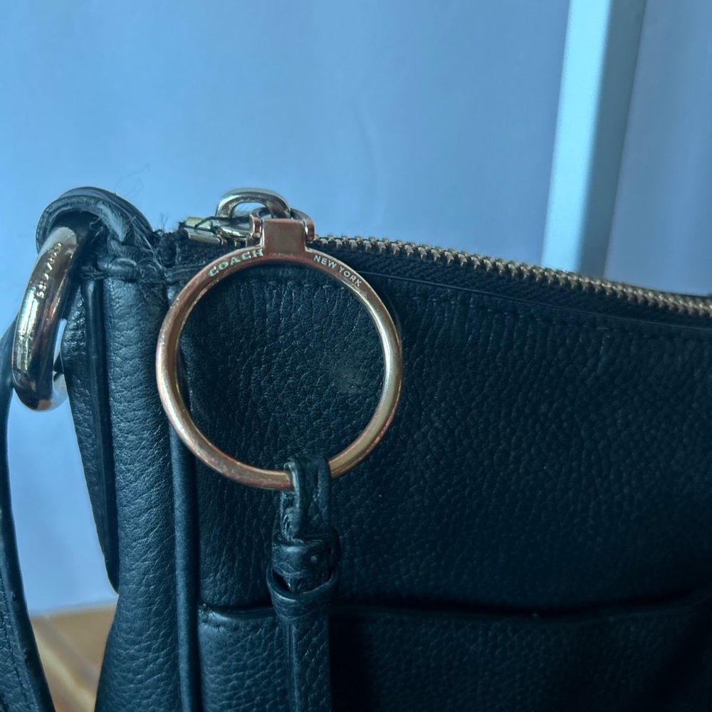 Coach Black Pebbled Leather Hobo Shoulder Bag with Tassel - Picture 5 of 12